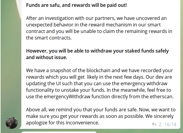 突发丨BDP挖矿结束,一个BUG险些导致66亿美元的用户资产无法取出,目前已解决14 突发丨BDP挖矿结束,一个BUG险些导致66亿美元的用户资产无法取出,目前已解决14