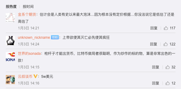 比特币继续创造历史。微博、微博、B站等社交平台的用户如何看待？