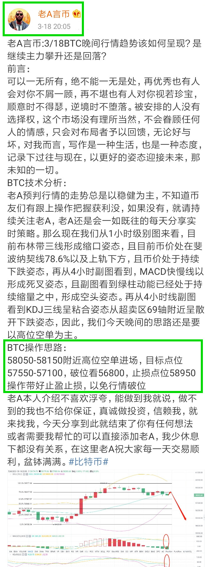 旧a币：晚上3/18btc停在530点