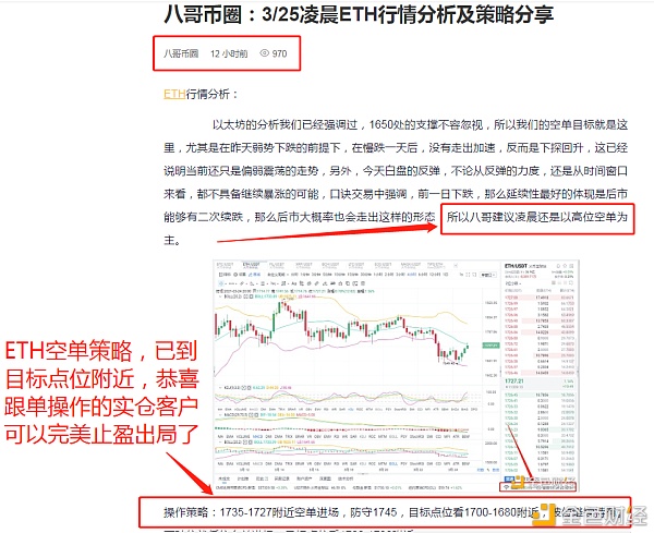 八哥币圈：3/ 25ETH空单策略获利164个点 成功不是靠运气 选择大于努力