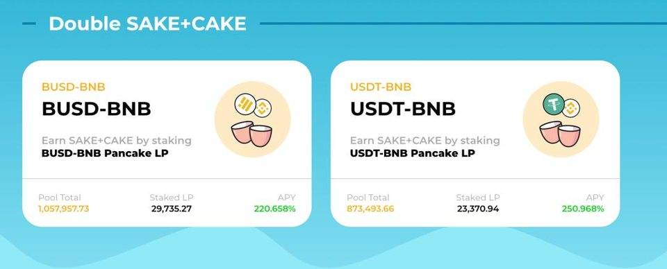 Defi七点钟社区| sakeswap推出BSC版，开始抵押pancake LP进行清酒/蛋糕的双重开采1