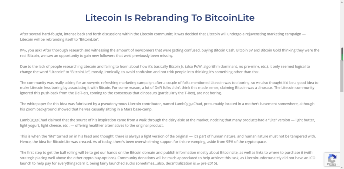 惊喜还是惊吓？莱特币“改名”BitcoinLite2