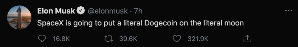 狗币登陆月球！马斯克说它将用SpaceX把狗的钱送上月球