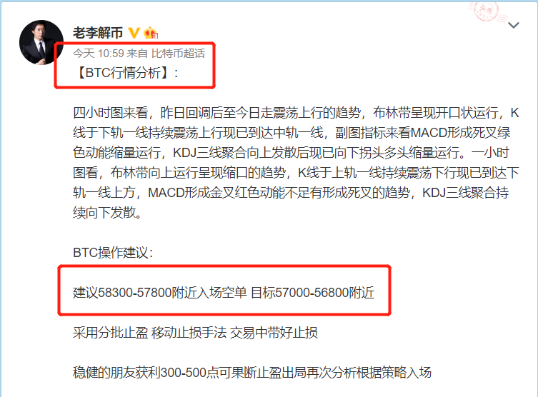 老李解币：4.5日BTC、ETH持续震荡下行，ETH斩获50点利润空间止盈出局
