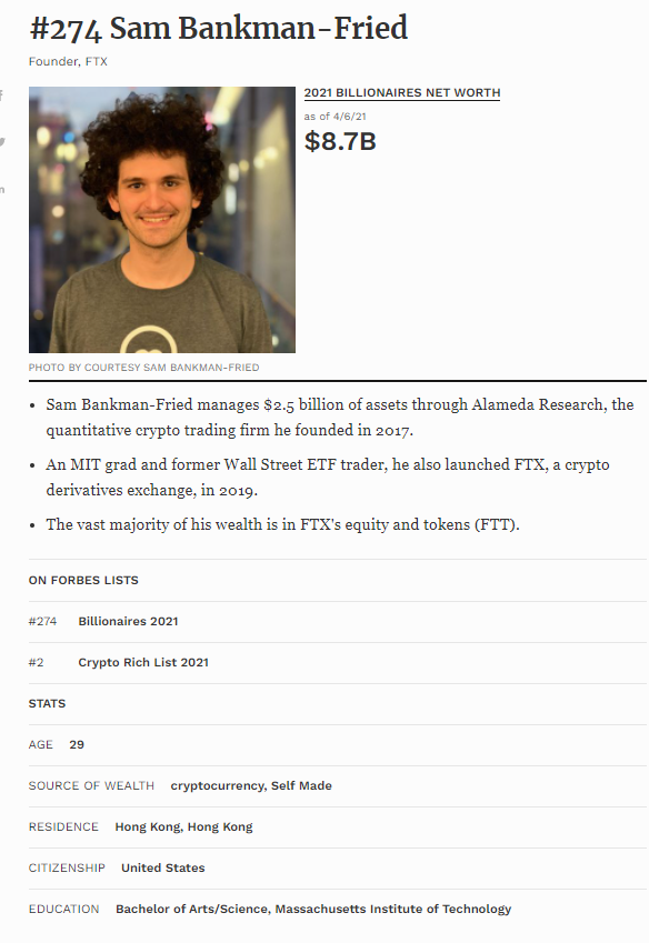 《福布斯》世界亿万富豪榜发布,哪些加密名人在列?1 《福布斯》世界亿万富豪榜发布,哪些加密名人在列?1