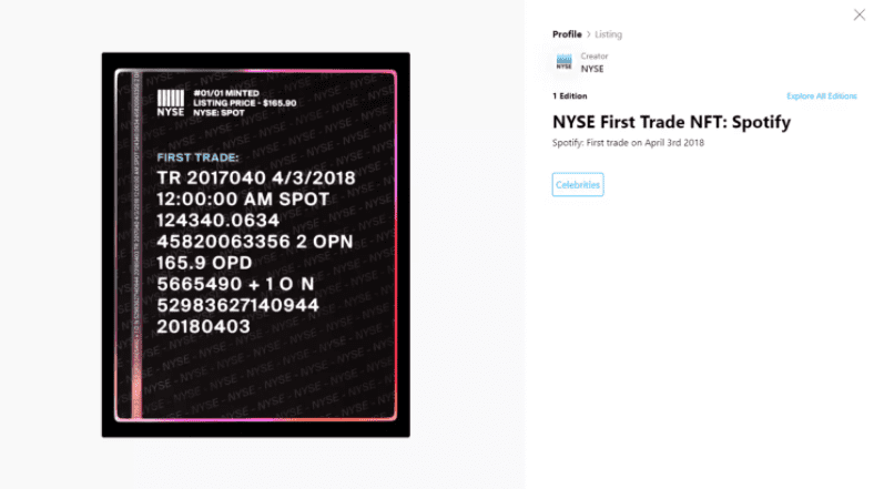 纽约证券交易所推出NFT，庆祝美国著名公司股票的首次交易