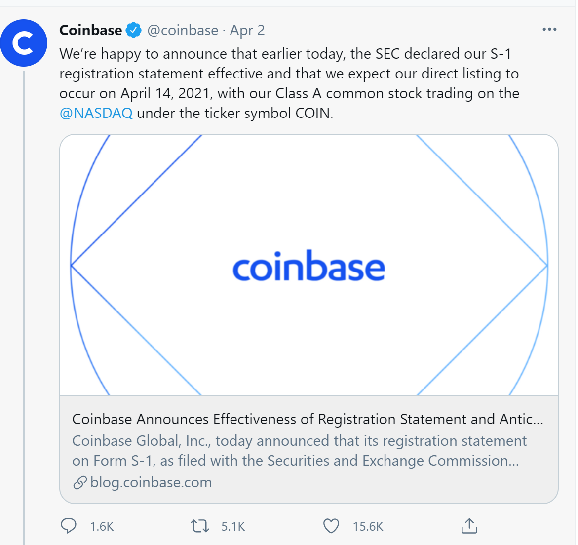 欧易CEO郝杰：coinbase作为加密资产交易所的上市尚处于市场探索的初级阶段