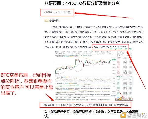 八哥币圈：4-13比特币布局空单斩获508个点位  一味的观望 只会让你无法前进