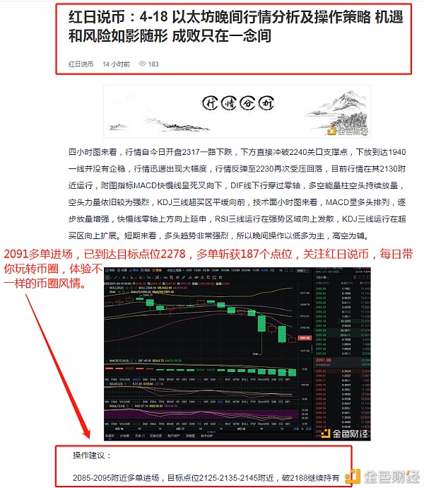 红日：4-19 以太坊精准布局 多单斩获187个点位 不要迷茫 顺应行情去做即可