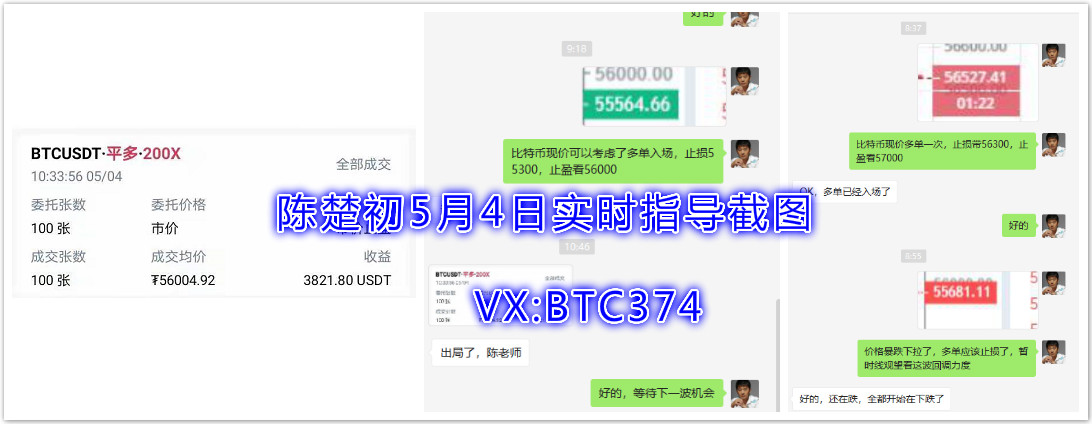 陈楚初：行情大幅跳水，指导三盈一损，每单以100-150为例，收益10340U2