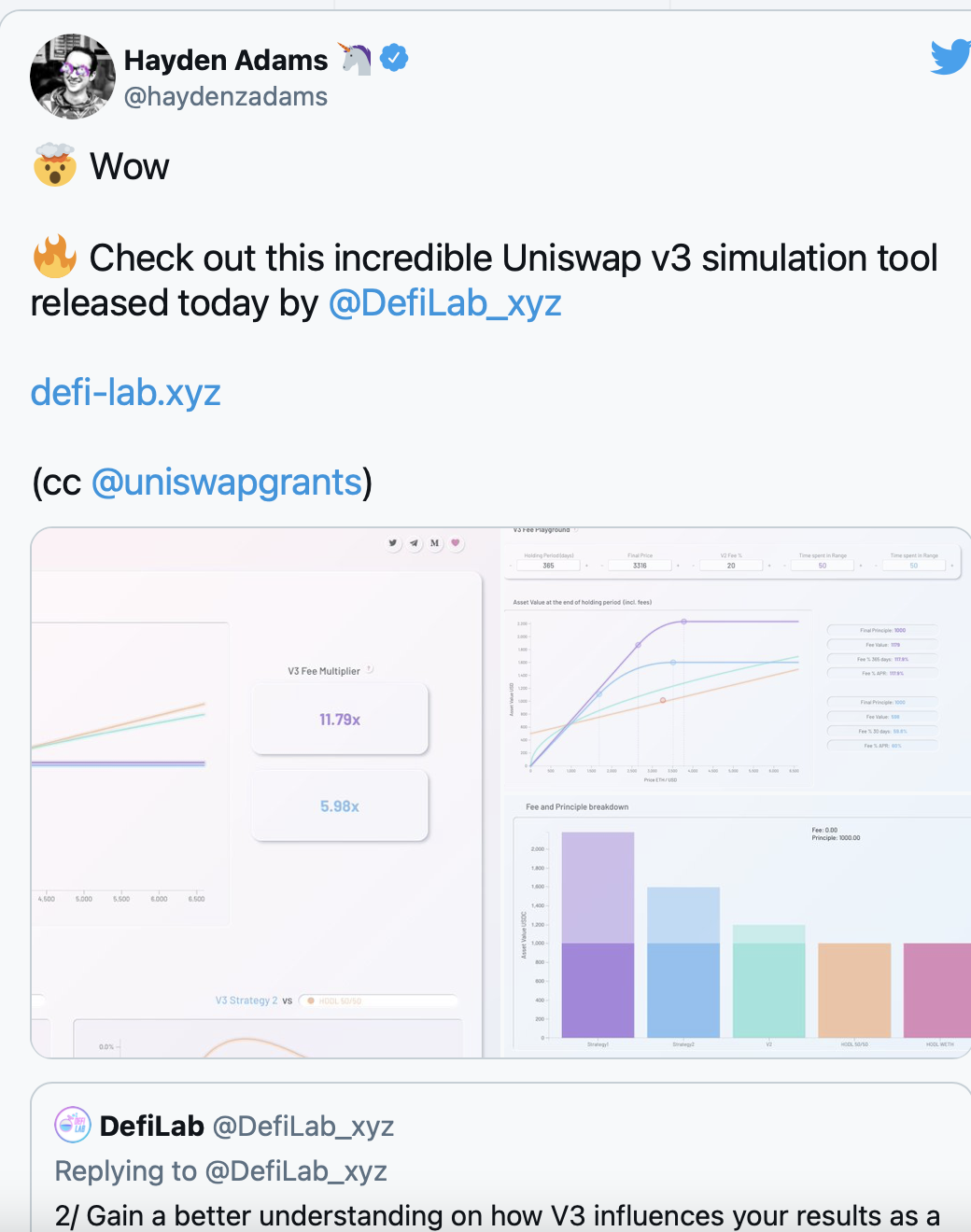 uniswap V3合同已经完成了以太坊主网的部署，将于明天推出1