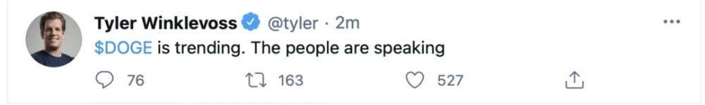 埃托罗和双子座相继推出狗币。狗币价格突破0.5美元，24小时内飙升40%。“三不”真的会把世界搞得天翻地覆吗？1