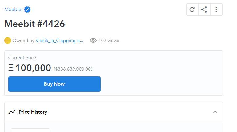 最高的价格是303eth，cryptopunks开发团队的新作品meebits已经售罄