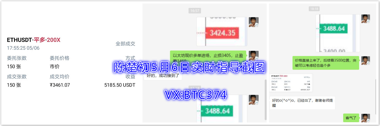 陈楚初：日内指导连续获利，目前已有上万u，指导还在继续有跟上的朋友吗？1