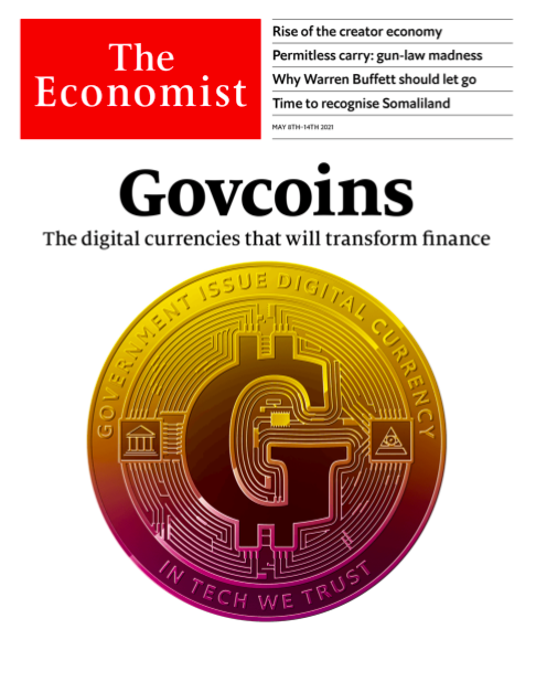 新一期《经济学人》的封面主题：govcoins，改变数字货币的金融