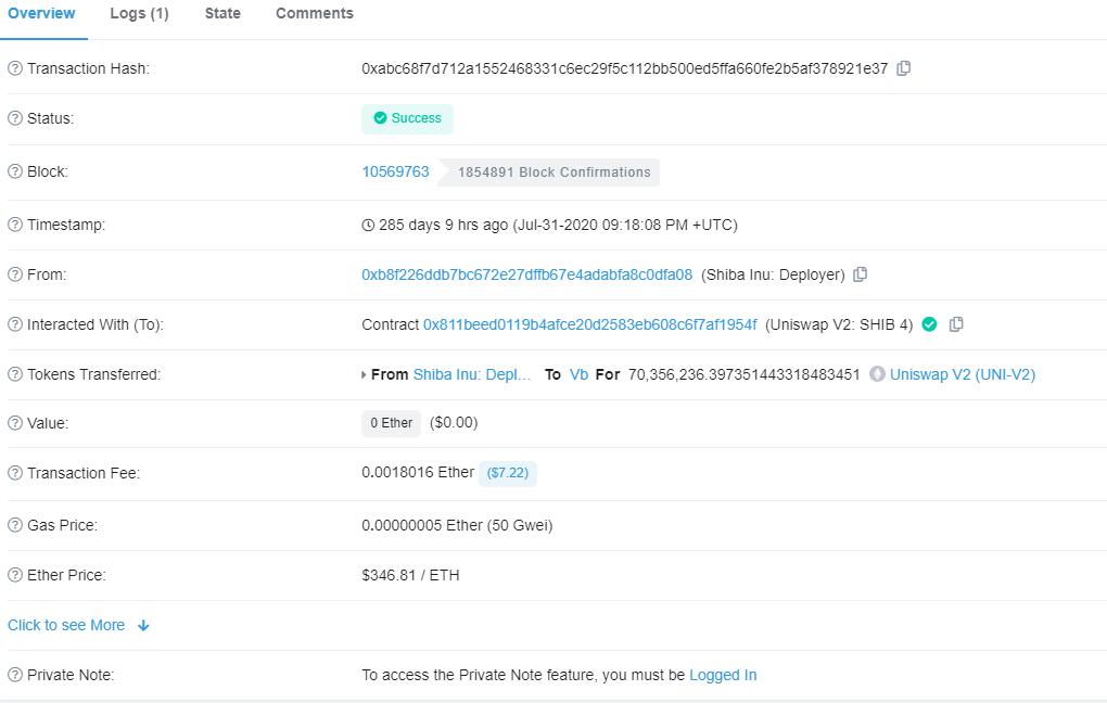 Shib已经卖完了。我们研究过神V的钱包1
