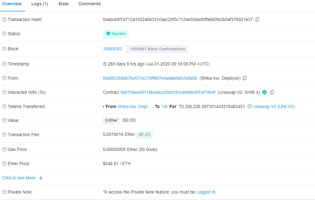 Shib已经卖完了。我们研究过神V的钱包1