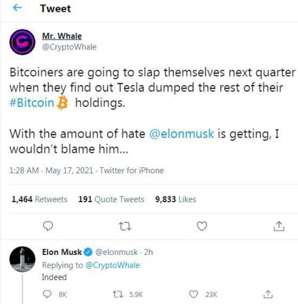 马斯克暗示,特斯拉可能会明确其在比特币领域的地位,加密市场遭受重挫 马斯克暗示,特斯拉可能会明确其在比特币领域的地位,加密市场遭受重挫