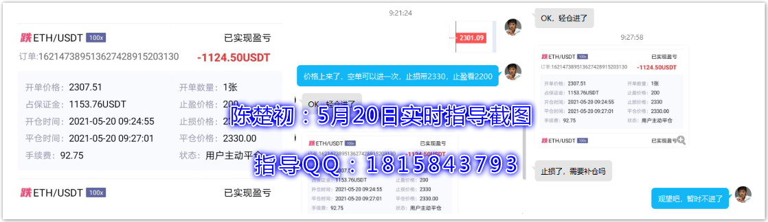 陈楚初：早点指导两赢一损，合计以太坊止盈86点，收益 7292u