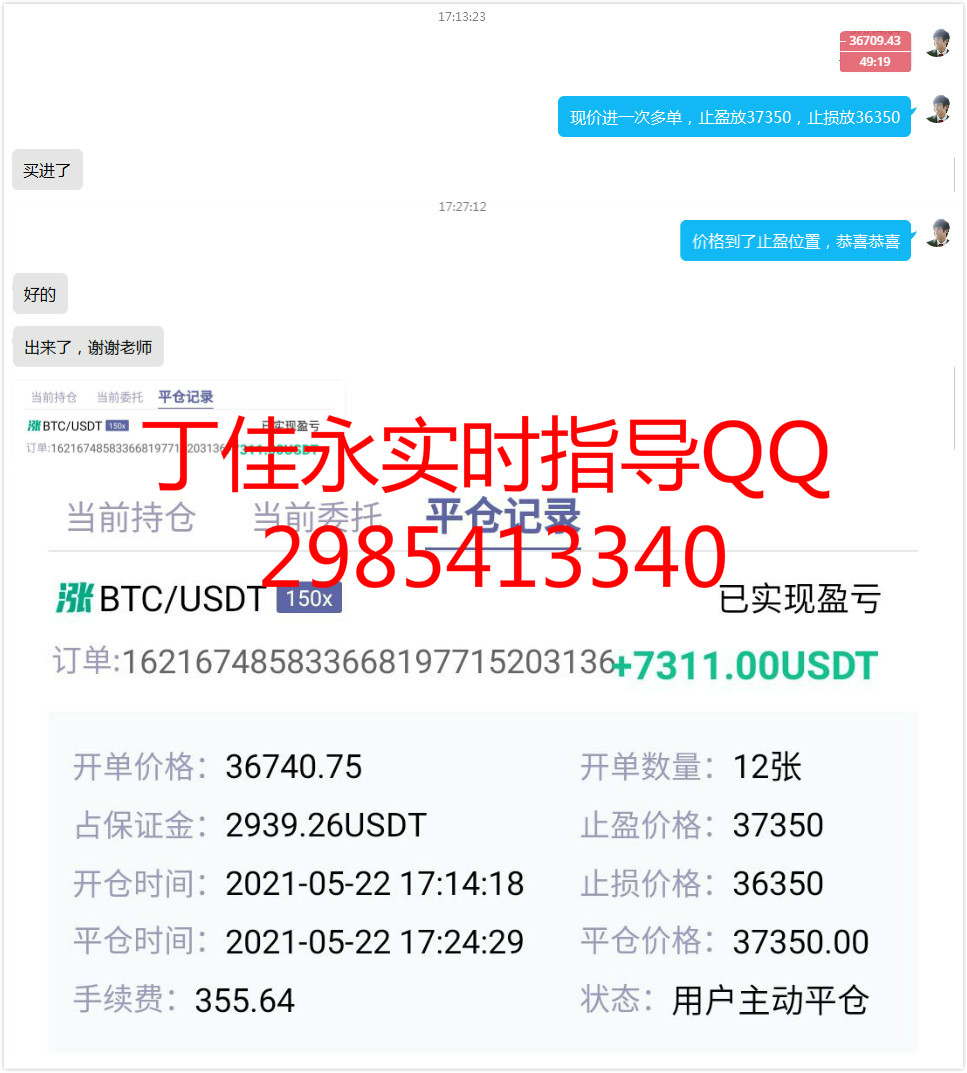 丁佳永：比特币日内获利1200个点 晚间等待区间破位1