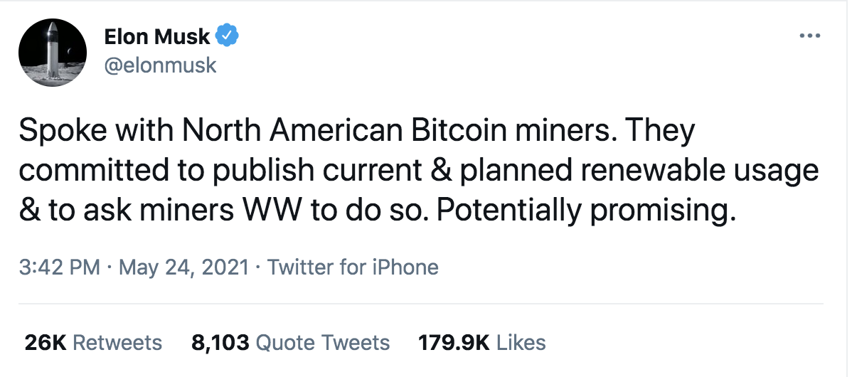 马斯克与比特币矿企交流可持续挖矿，心系狗狗币开发，戏称“根据月相改变费用真棒”