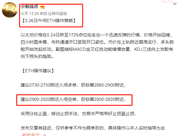 小智说币：今日比特币再次斩获1500点  以太斩获百点利润空间2