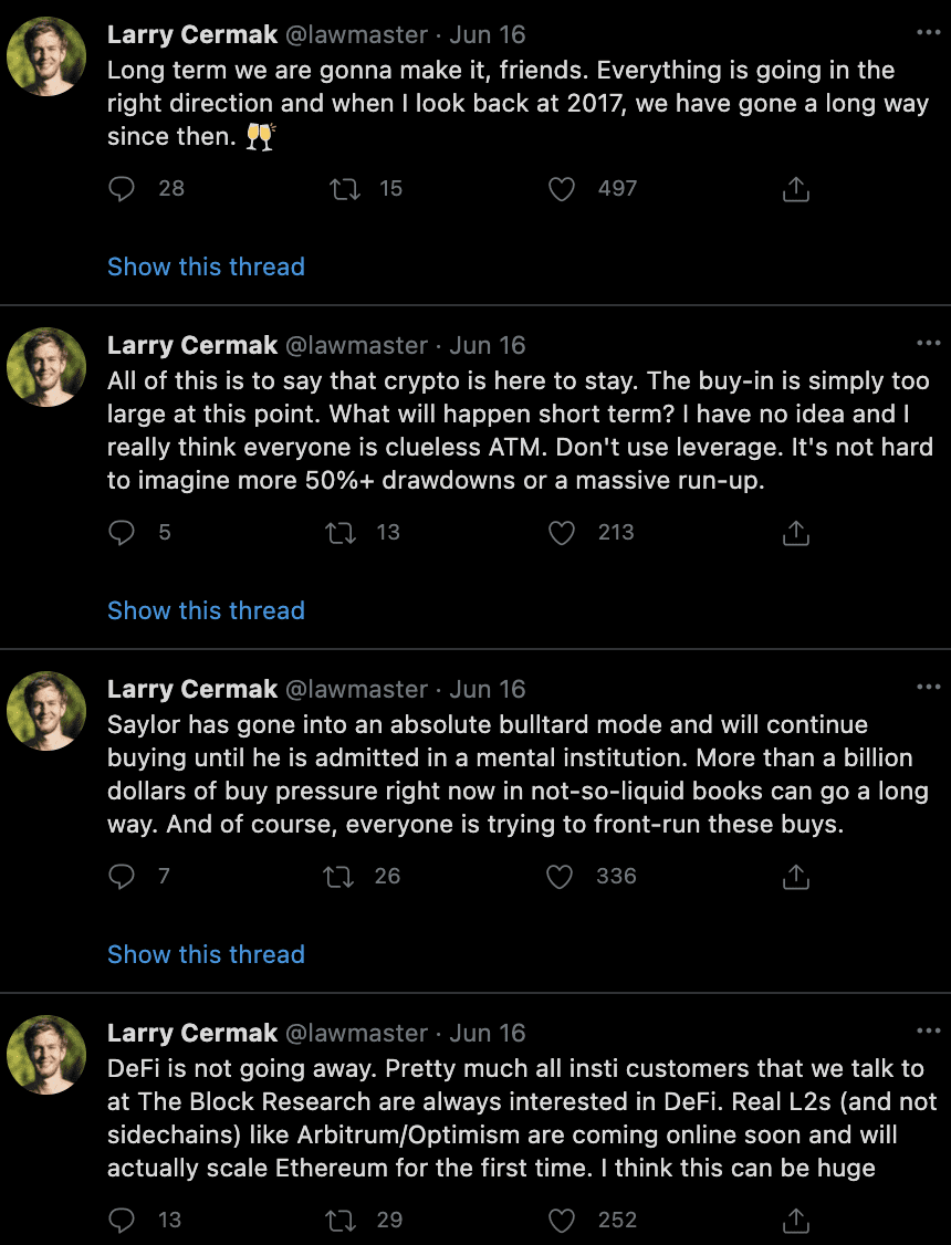 现在已经是熊市了?听听推特KOL们是怎么说2 现在已经是熊市了?听听推特KOL们是怎么说2