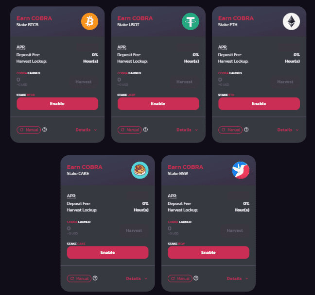 CobraSwap 是一个相当新的去中心化交易所 (DEX) 第一个自动做市商 (AMM)，市场上的最低汇率为 0,088%9