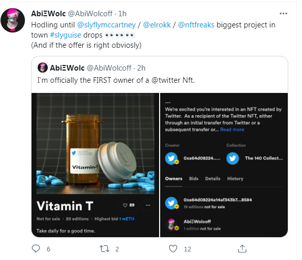 NFT再次开火！Twitter发布了140个免费的NFT作品，从1日开始转售1