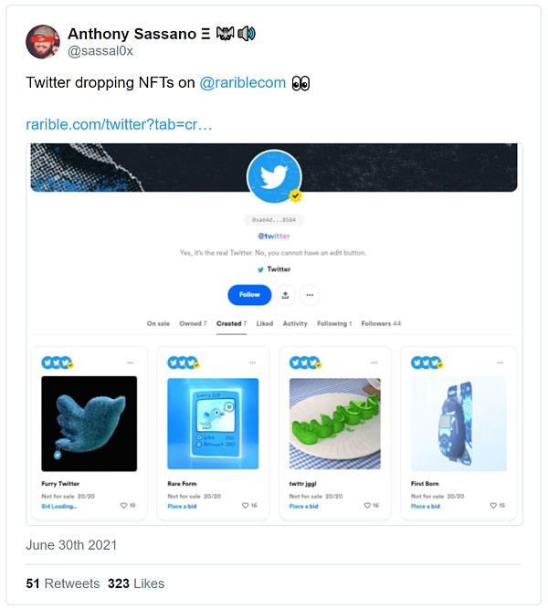 Twitter也开始关注NFT？