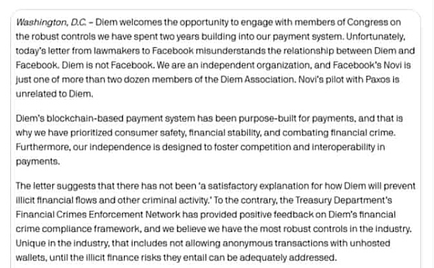 Facebook与Coinbase合作推出加密货币钱包Novi，美国监管机构予以反击