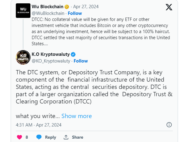 DTCC排除与比特币挂钩的ETF的抵押品