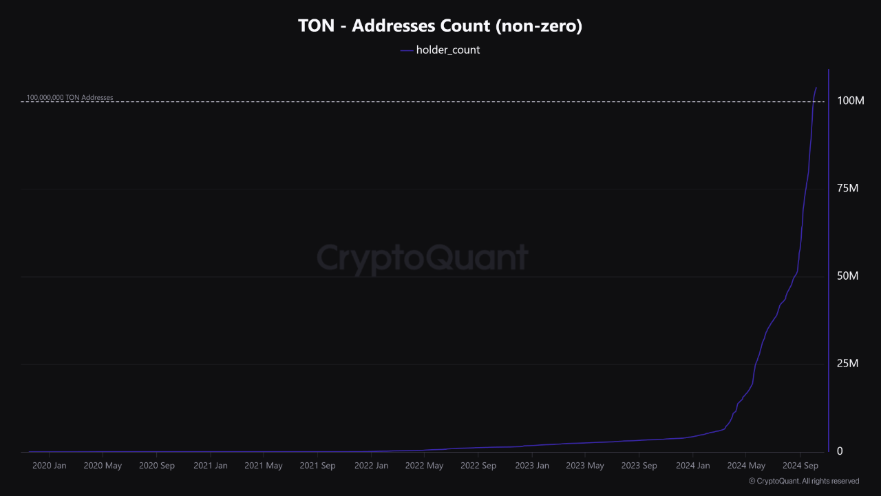 TON币持有者突破1亿,采用率激增2225% TON币持有者突破1亿,采用率激增2225%