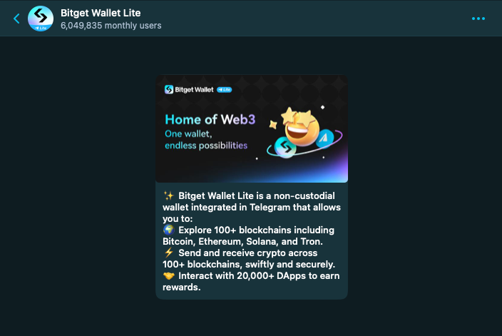 Telegram上的Bitget钱包推出3天后用户数突破600万 Telegram上的Bitget钱包推出3天后用户数突破600万