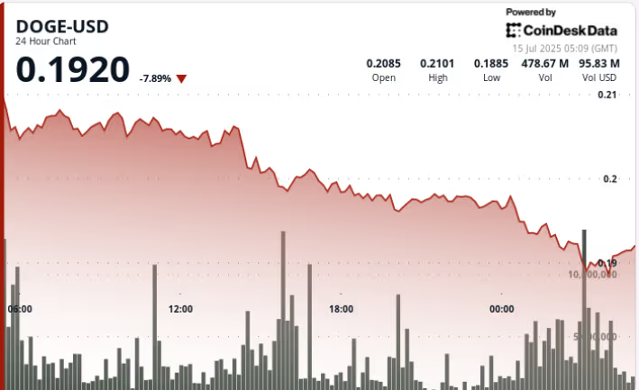 狗狗币DOGE暴跌10%,随后因机构交易量激增而迅速回升 狗狗币DOGE暴跌10%,随后因机构交易量激增而迅速回升